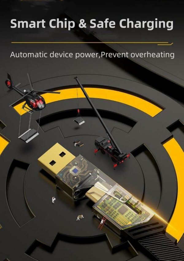 ⁦•        كابل شاحن USB متعدد 15 سم، شحن سريع 65 واط 3 في 1  (Lightning, Type-C & Micro USB)⁩ - الصورة ⁦2⁩