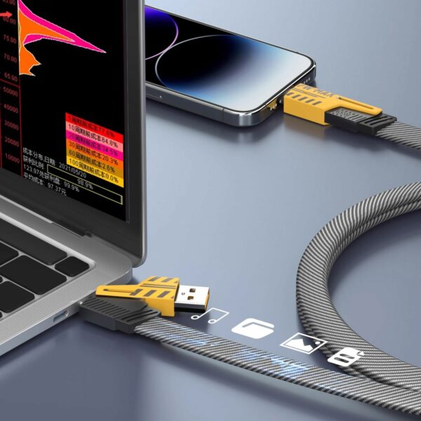 ⁦•        كابل شاحن USB متعدد 15 سم، شحن سريع 65 واط 3 في 1  (Lightning, Type-C & Micro USB)⁩ - الصورة ⁦4⁩
