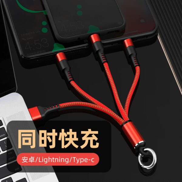 ⁦• "	كيبل USB متعدد 4 في 1 شاحن سريع نايلون مع نوع A/USB C الى 120 واط"⁩ - الصورة ⁦3⁩
