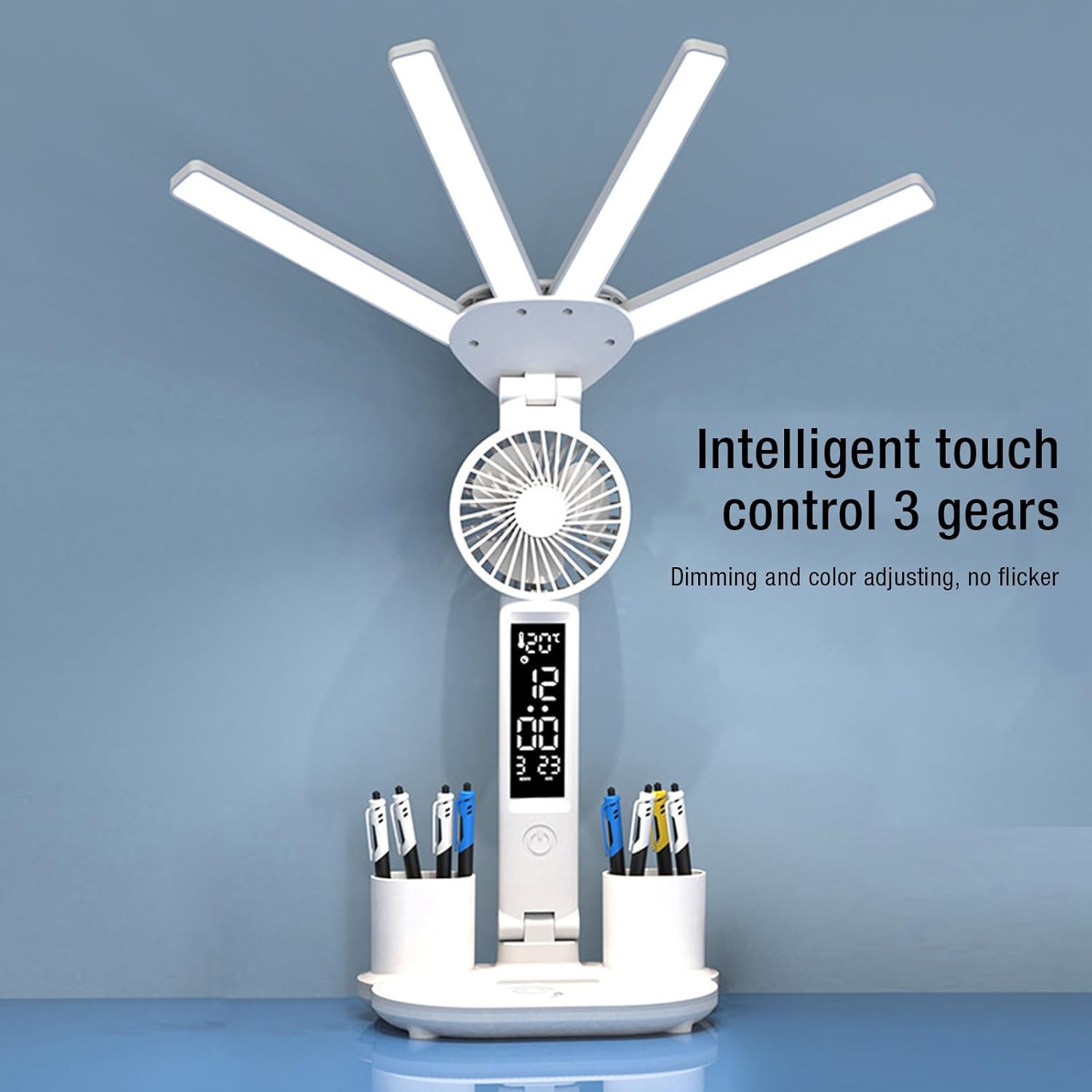 اباجوره مكتب ليد مع مروحه و ساعه - الصورة 2