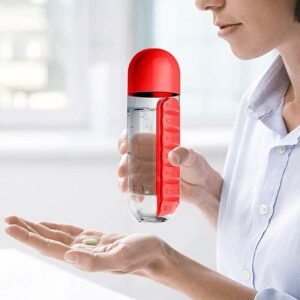 • زجاجة مياه ومنظم دواء 2 في 1