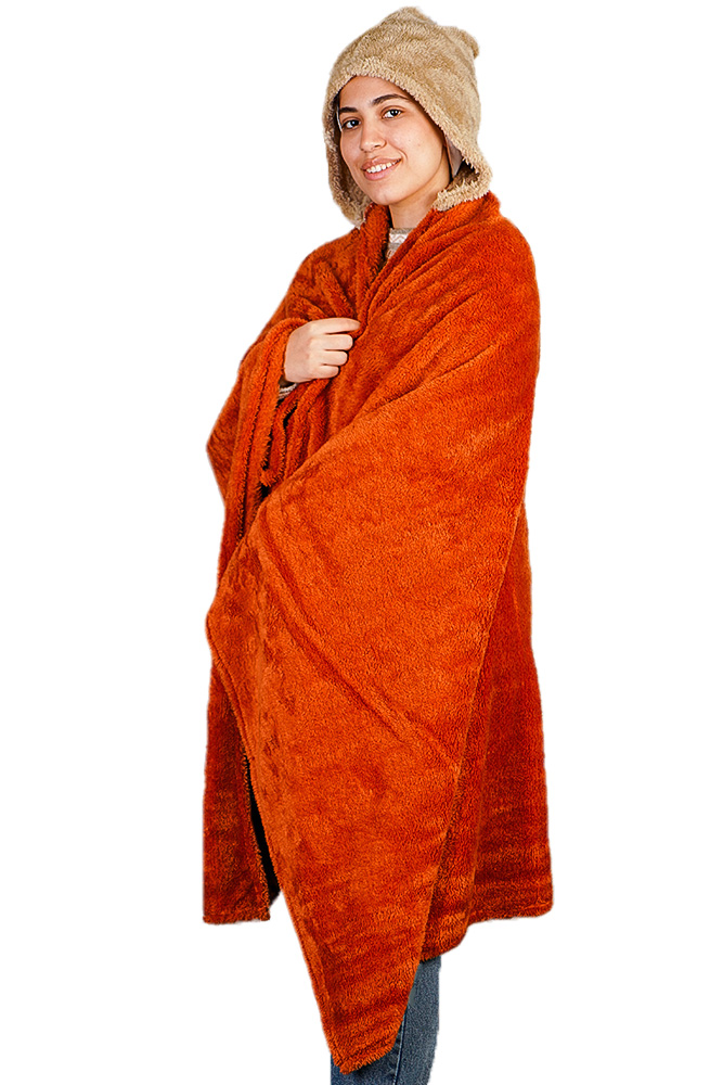 بطانية قابلة للارتداء بيج و طوبى - الصورة 3