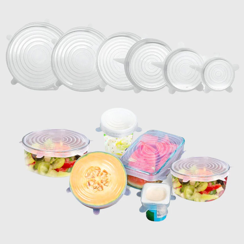 عرض 6 قطع أغطية سيليكون فائقة الإمتداد قابلة لإعادة الاستخدام - الصورة 4