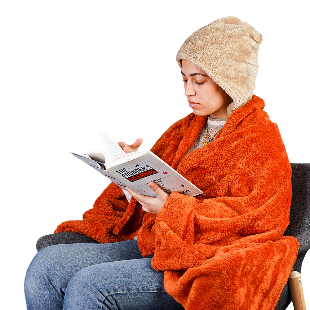 بطانية قابلة للارتداء بيج و طوبى - الصورة 2