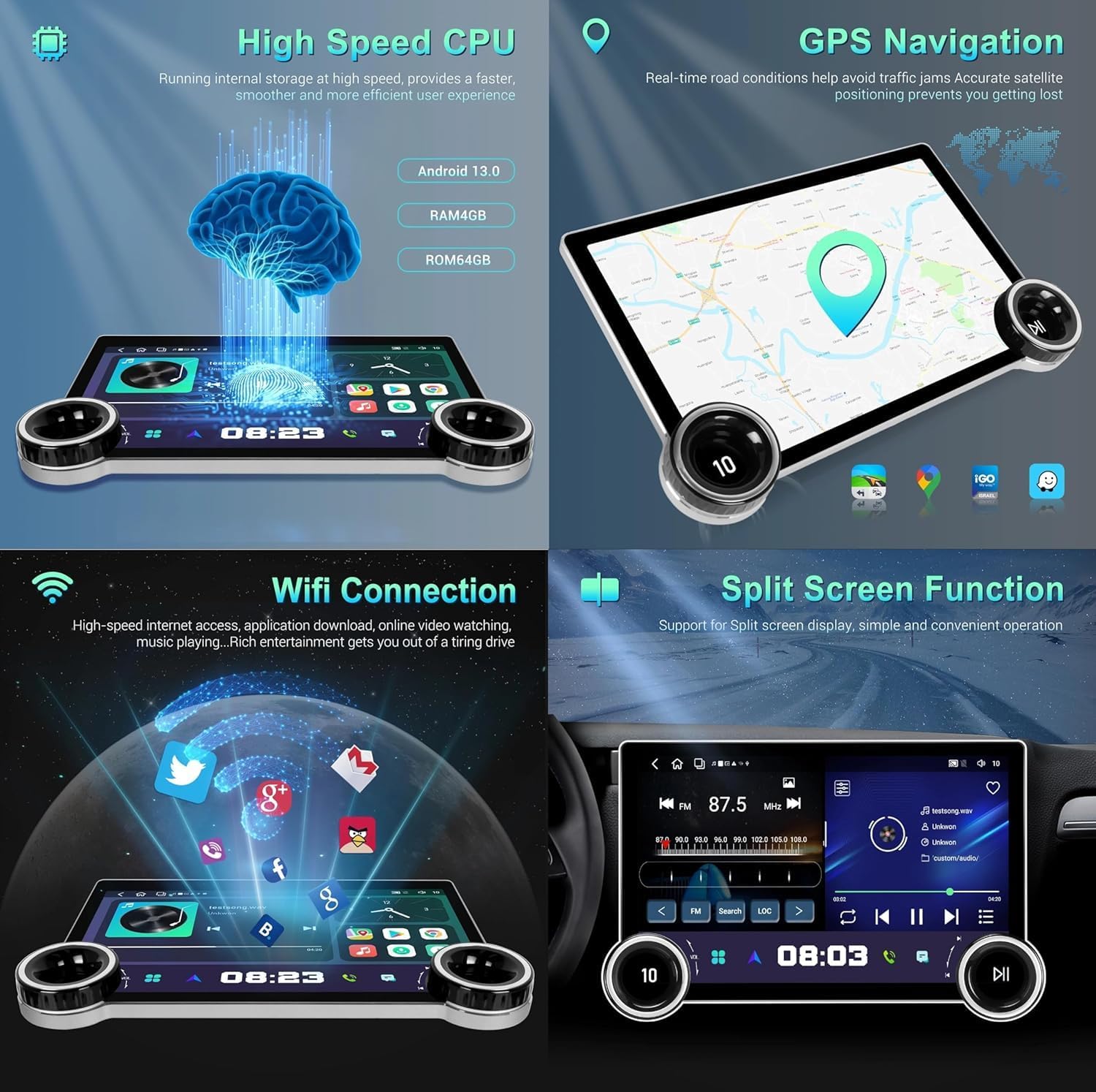 شاشة سمارت كار بلاى و اندرويد للسيارة 10 بوصة 32G/2RAM - الصورة 6