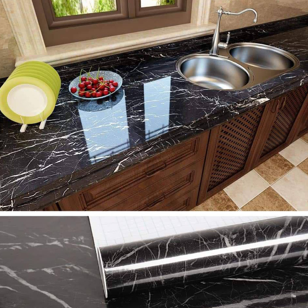 عرض قطعتين رول استيكر ماربيلا رخامي اسود - الصورة 2